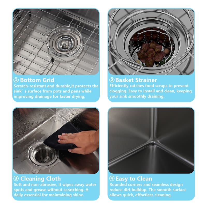 WOWOW 33" Drop-In Dual Bowl 16-Gauge Kitchen Sink
