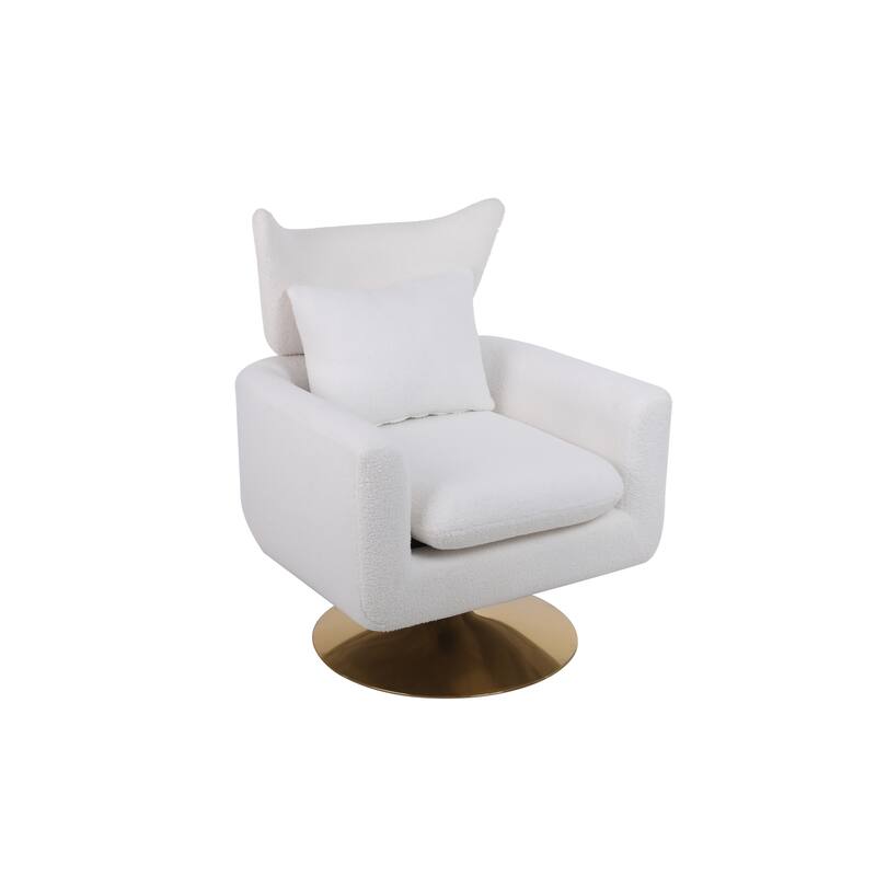 360-Degree Swivel Accent Chair with Circular Metal Base
