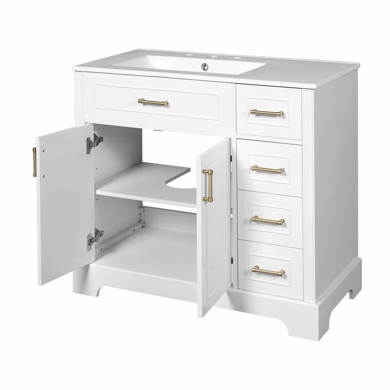 36" Luxury Elegant Bathroom Vanity with Ceramic Sink