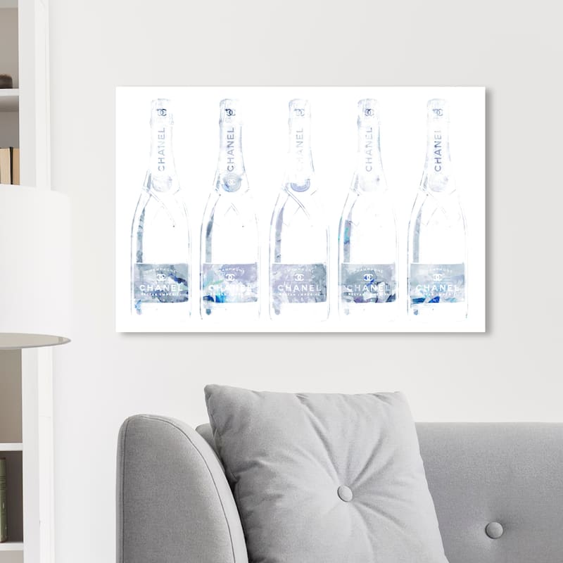 Wynwood Studio 'Drink Up Champane Grey' Drinks and Spirits Wall Art Canvas Print Champagne - Gray, White - 30 x 20