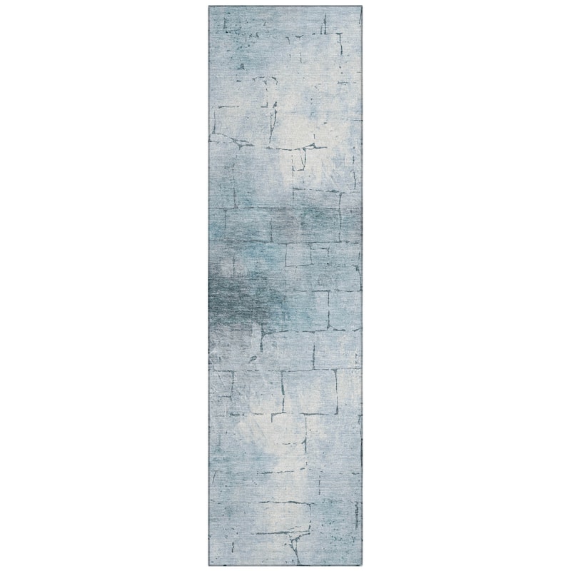 Machine Washable Indoor/Outdoor Vintage Bricks Chantille Rug