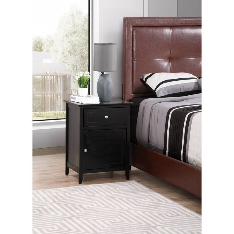 1-Drawer Black Nightstand with Modern Classic Design and Storage, 25 Inch Versatile Bedroom Side Table