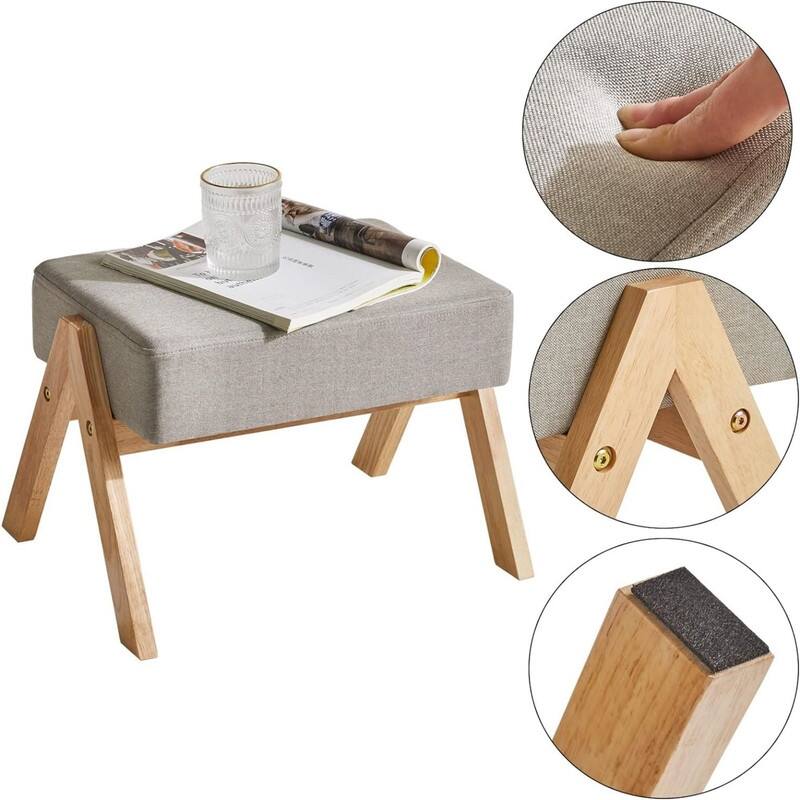 Small Footstool Ottoman Beige
