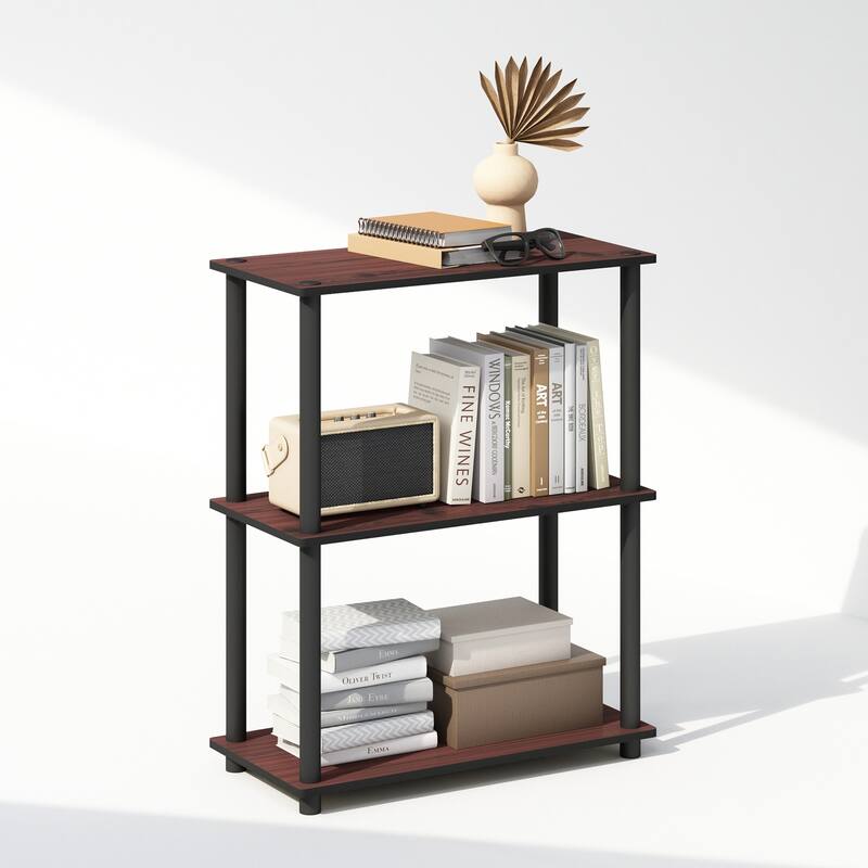 23.6 in. Tall Cherry Wood 3-Shelf Bookcase