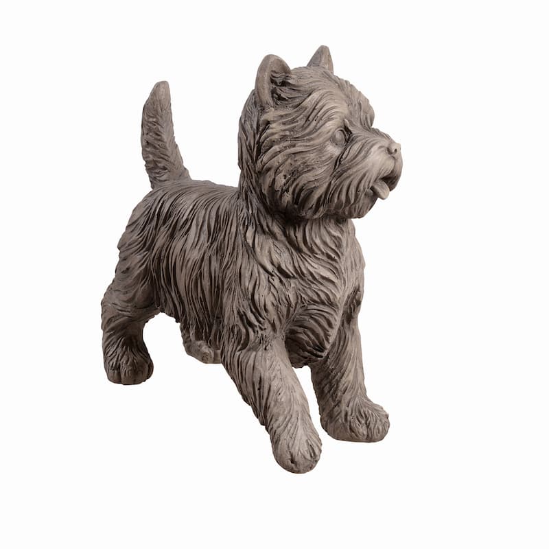 Hand-Painted Cairn Terrier Dog Outdoor Garden Statue - 15" - Gray