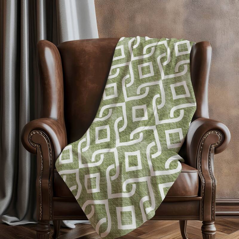 Premium Machine Washable Modern Scroll Sherpa Throw Blanket