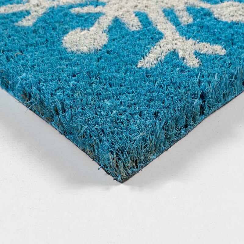 Licensed Paramount Garfield Santa Hat and Snowflakes Coir Door Mats, 2PK