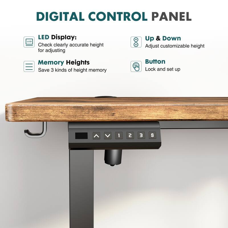 Electric Standing Desk - Adjustable Height Computer Workstation with Memory Settings for Home Office, Gaming & Study