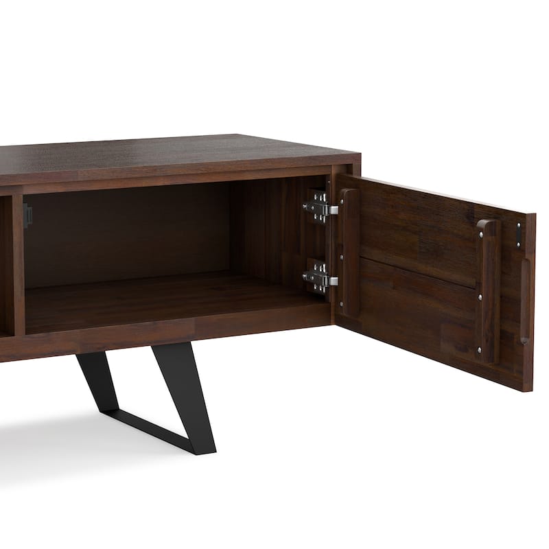 WYNDENHALL Mitchell SOLID WOOD 72 inch Wide Modern Industrial TV Media Stand For TVs up to 80 inches