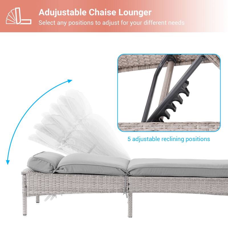 LIVOOSUN 2Pcs Patio Chair Rattan Single Lounge Water-Repellent Cushion