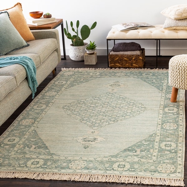 slide 2 of 22, Eliah Handmade Medallion Cotton Blend Area Rug 2' x 3' - Sage
