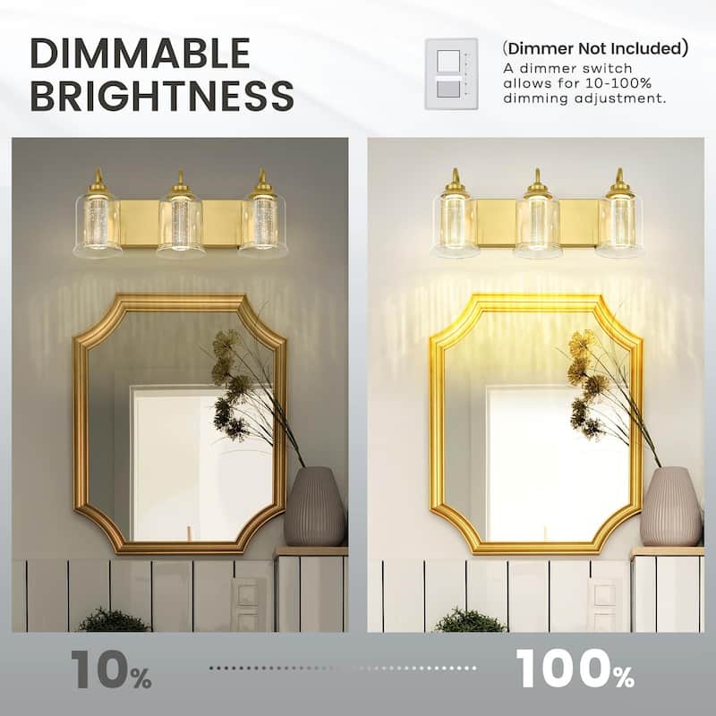 3-Light LED Vanity Light with 3 Colors Modes (3000K/4000K/5000K)