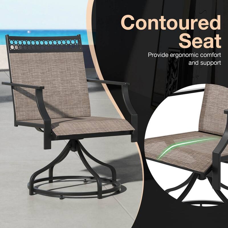 Costway Patio Swivel Dining Chairs Set of 2 with Quick-Drying Fabric - 2 PCS