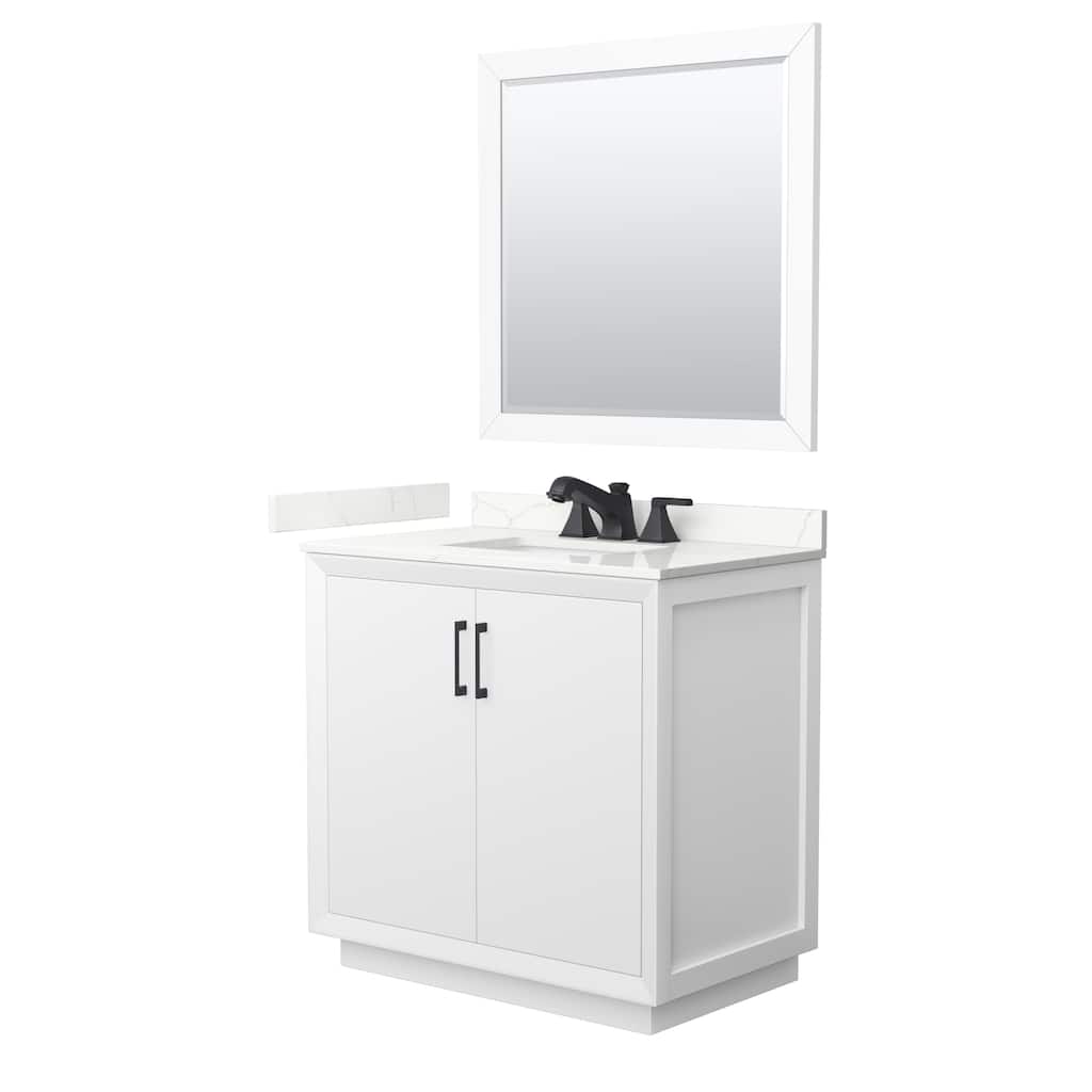Strada 36-inch Single Vanity, Quartz Top, 34-inch Mirror