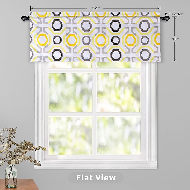 DriftAway Camden Blackout Valance for Kitchen Geometric Lattice Printed Valance