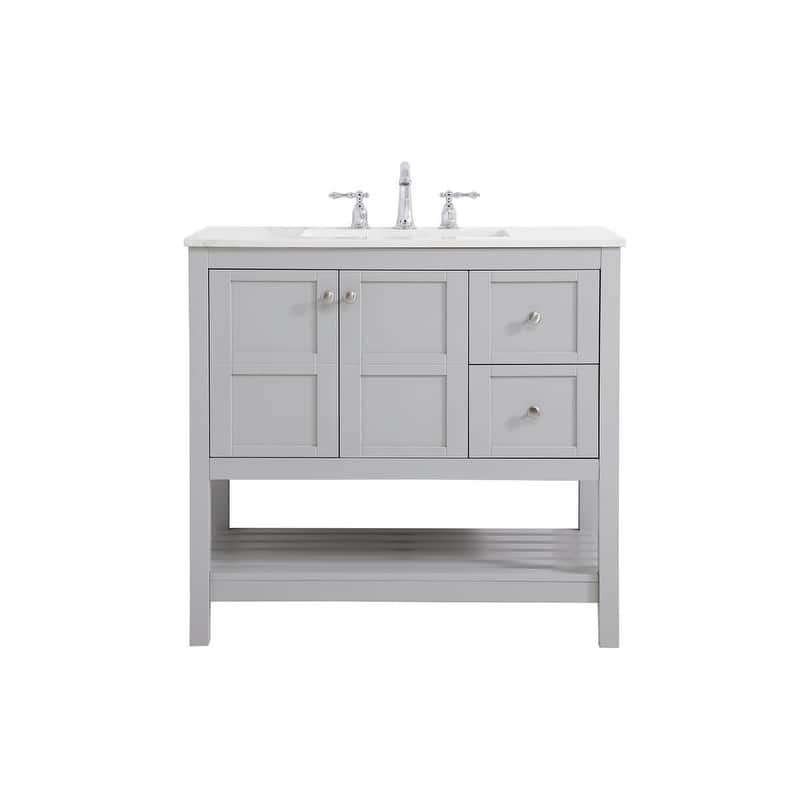 Elegant Lighting VF16436 Theo 36" Free Standing Single Basin Vanity - Grey - Painted
