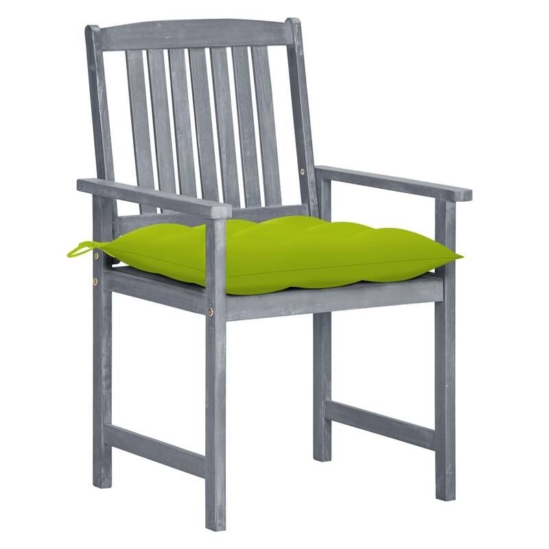 vidaXL Patio Chairs Outdoor Dining Chair with Cushions Gray Solid Wood Acacia