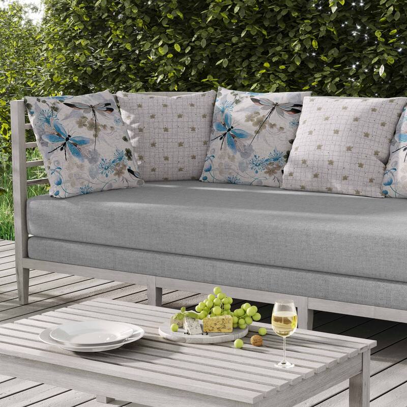 Wings in Motion Indoor/Outdoor Reversible Throw Pillow Blue and Grey