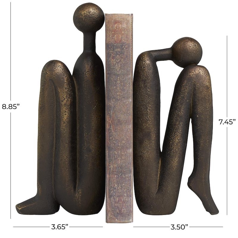 Polystone People Decorative Bookends - Set of 2 White or Bronze - Roche River Decor
