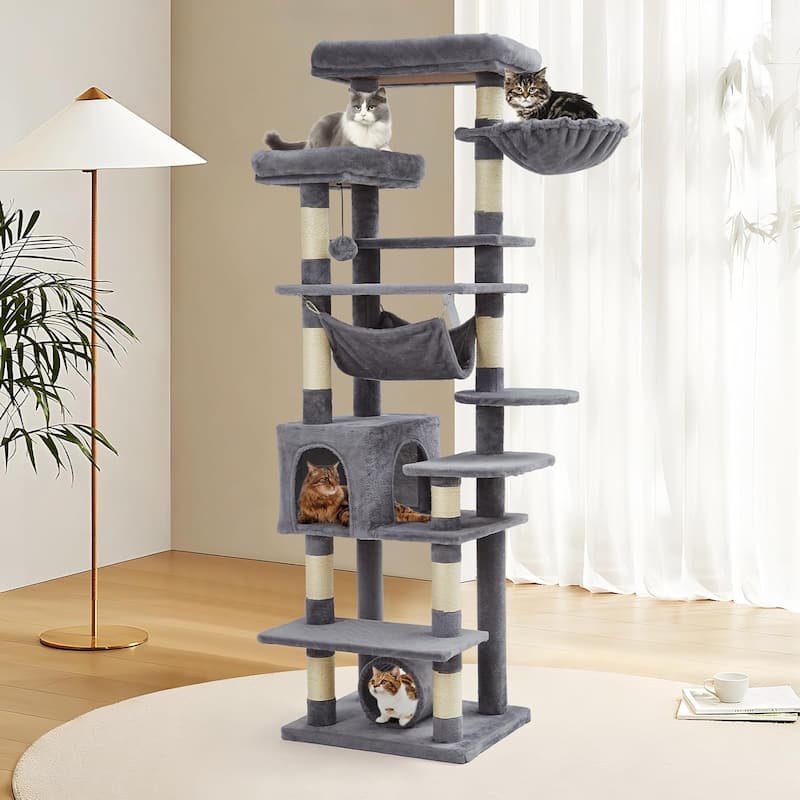 Cat Tree for Large Cats 67 Inches,Multi-Level Cat Tower with Scratching Posts