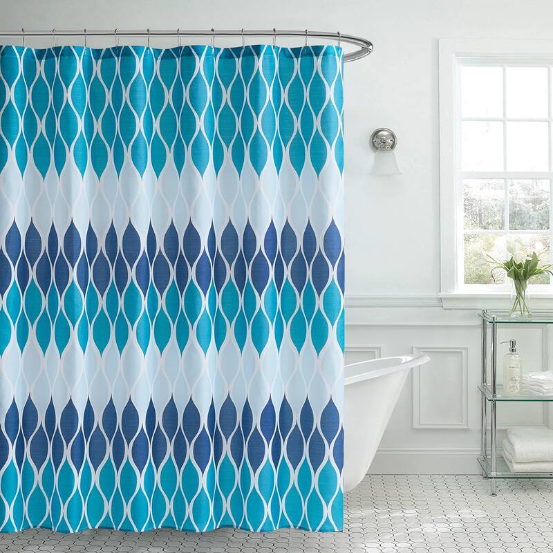 Clarisse Faux Linen Textured Shower Curtain with 12 Metal Rings