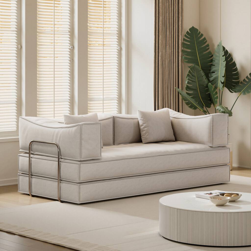 82 Inch Chenille Convertible Modular Sofa for Living Room