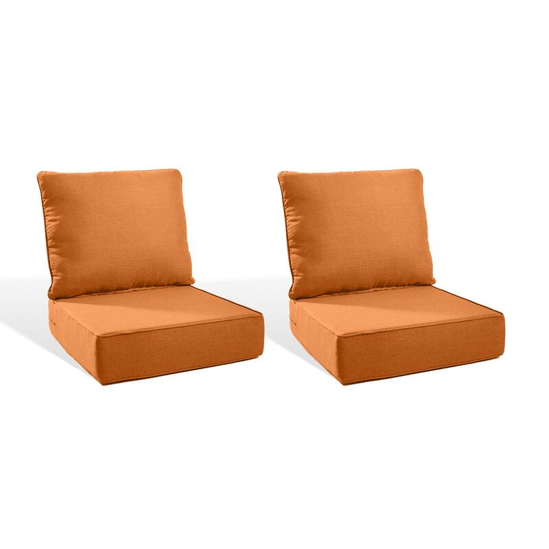 Pocassy 22"x24"x6" Inch Thick Cushions Indoor Outdoor Pillows Cushion - Orange Cushion - 2 Set Seat & Back Cushion