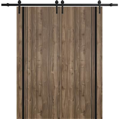 Sturdy Double Barn Door 36 x 80 with Planum 0011 Walnut with 13FT