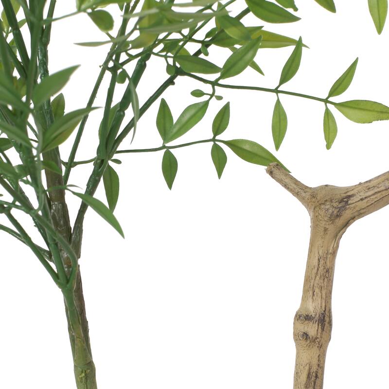 Artificial Nandina Plant, Sacred Bamboo Like Green Leaves, 47 Inch