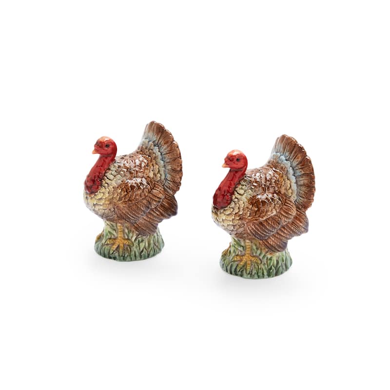 Spode Woodland Turkey Salt and Pepper Set - 2.5" D x 3.5" H