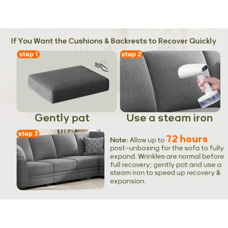 16 PC Modular Corduroy Sectional With Ottoman