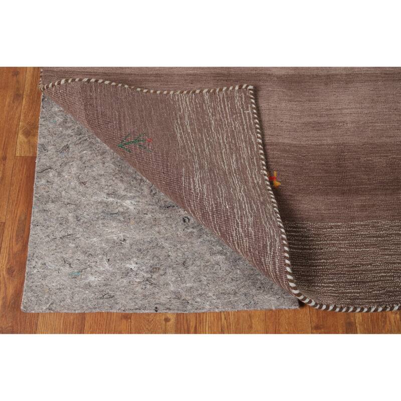 Brown Tribal Gabbeh Indian Rug Hand-Knotted Wool Carpet - 4'2" x 5'10"
