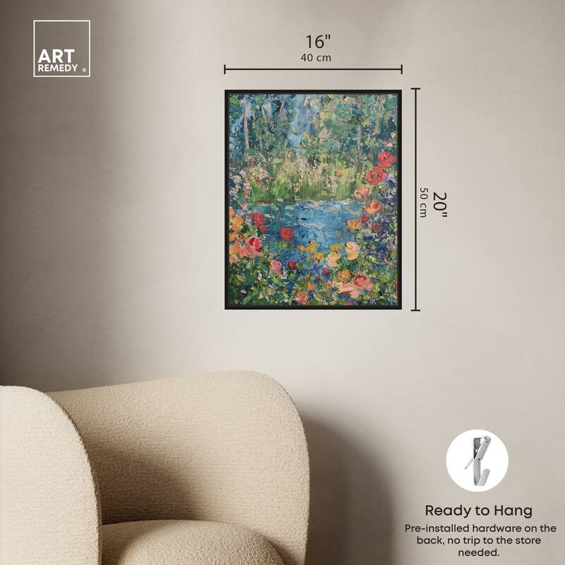Art Remedy Serene Escape Framed Impressionism 1 Piece Canvas Wall Art /Monet And Van Gogh Inspired Art
