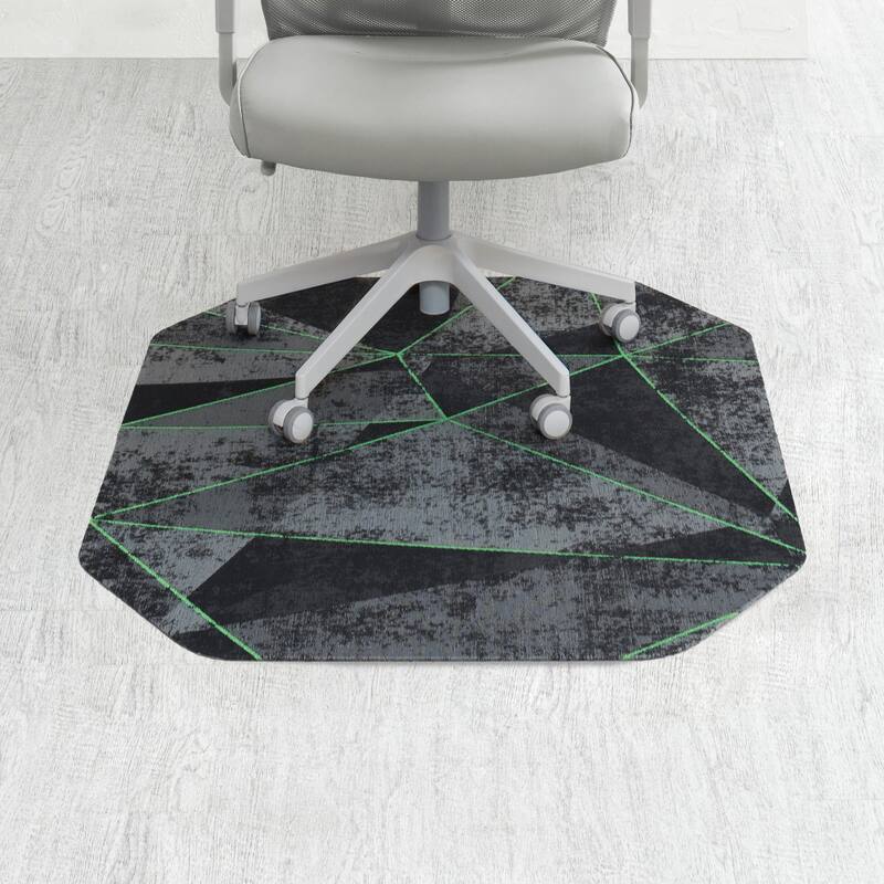 Jani Gaming Chair Mat - Anti-Slip Ergonomic Rug and Chairmat Combo for Home Office, Hard Floor Protector with Smooth Glide - Green