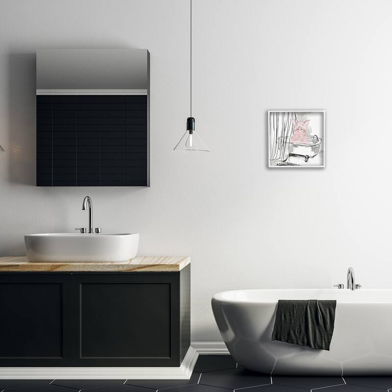 Stupell Minimal Bathtub Piggy Framed Giclee Art Design By Carol Robinson