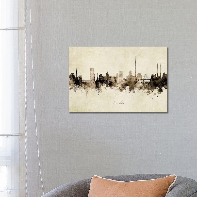 iCanvas "Dublin Ireland Skyline" by Michael Tompsett Canvas Print - 18x26x1.5