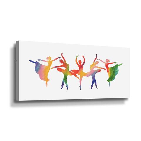 Happy Colorful Dance Ballerinas Watercolor Silhouette Ballet by Irina Sztukowski Gallery Wrapped Canvas