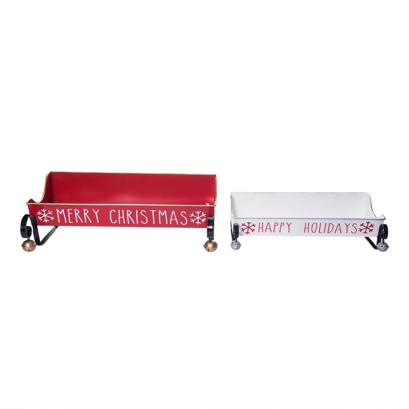 Transpac Metal 20 in. Multicolor Christmas Containers Set of 2