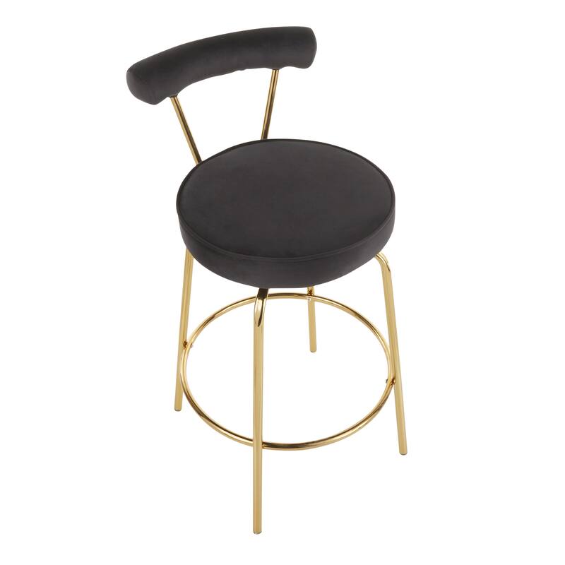 Silver Orchid Caines 26" Fixed-Height Gold Counter Stool (Set of 2)