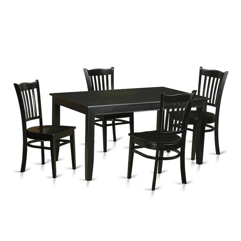 HomeStock 5-Pc Black Finish Solid Wood Top - Dining Room Set - Seats 4