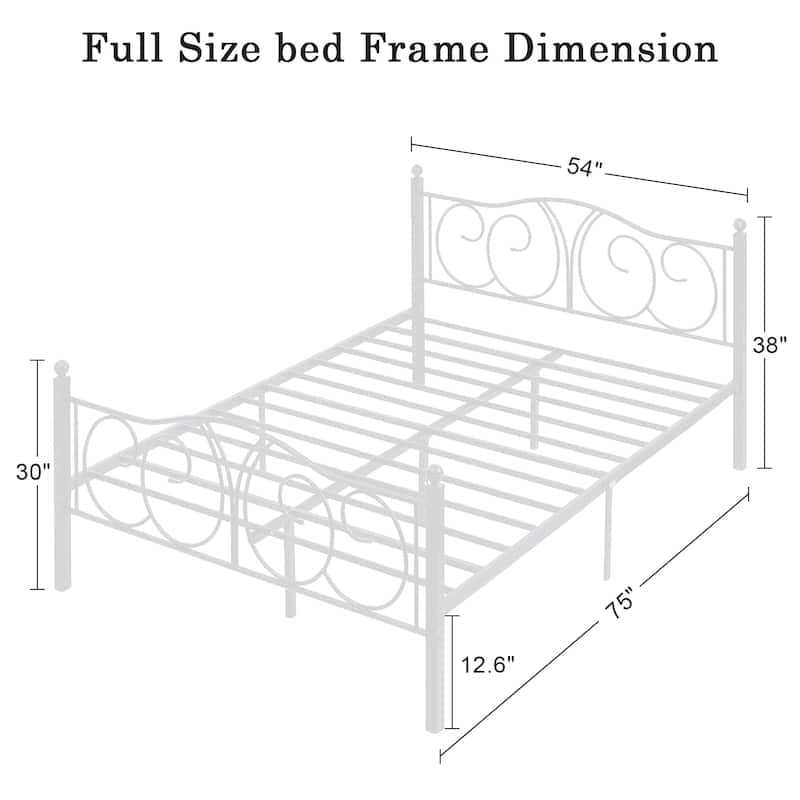 VECELO Platform Bed Frame with Scroll Headboard, Twin/Full/Queen Size Beds