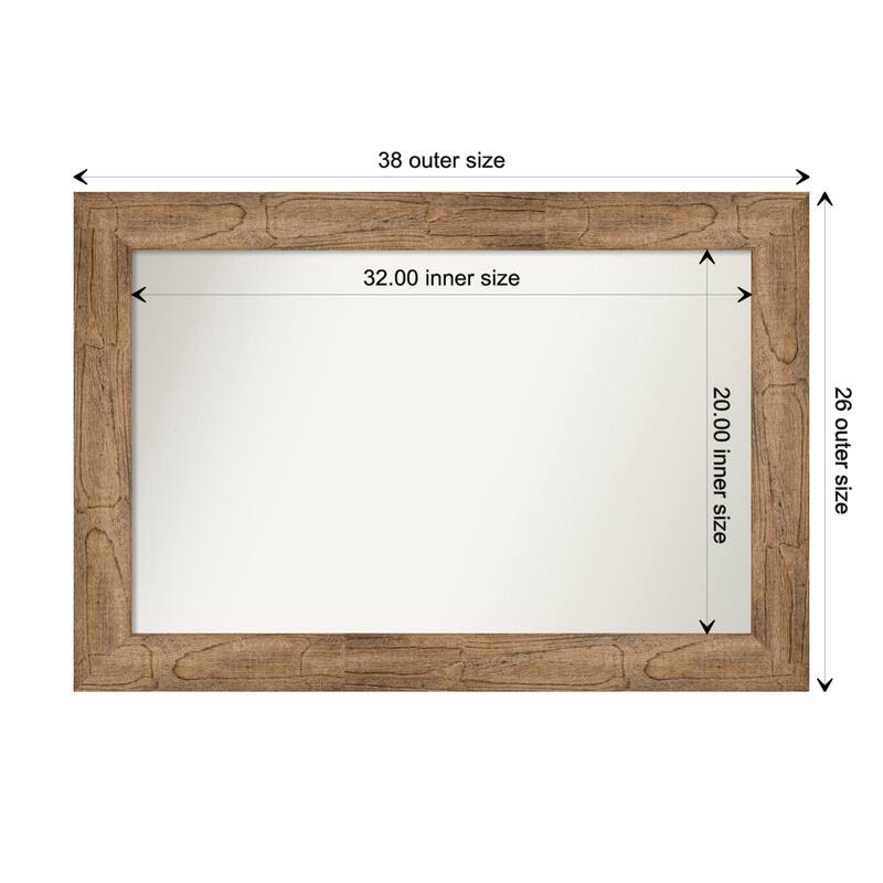 Owl Brown Framed Non-Beveled Custom Wall Mirror, Bathroom Vanity Mirror - Outer Size: 37.5 x 25.5