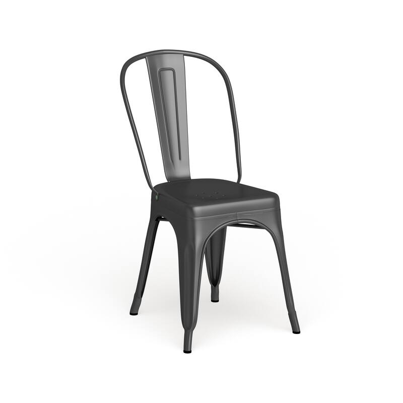 Metal Indoor-Outdoor Stackable Chair - Matte Black