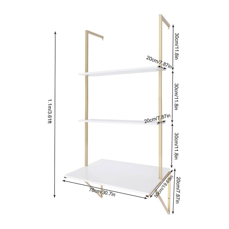 3 Tier Ladder Desk Wall Mounted Shelf Floating Shelves Bed Bath