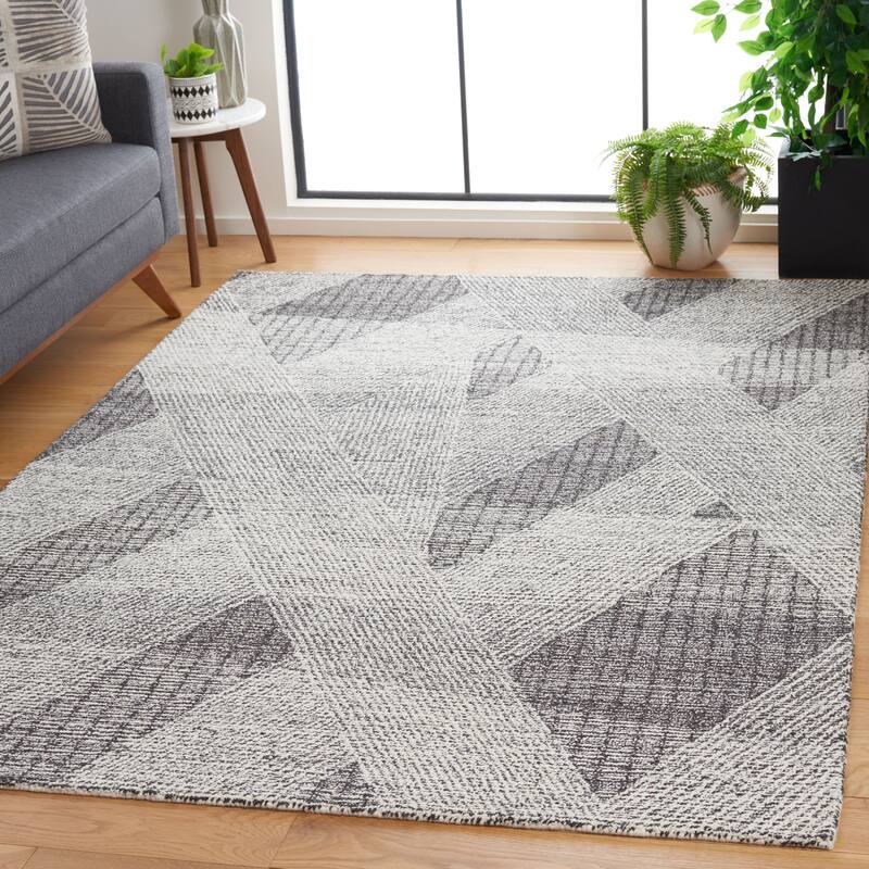 SAFAVIEH Handmade Abstract Zarina Geometric Wool Rug - 3' x 5' - Ivory/Charcoal