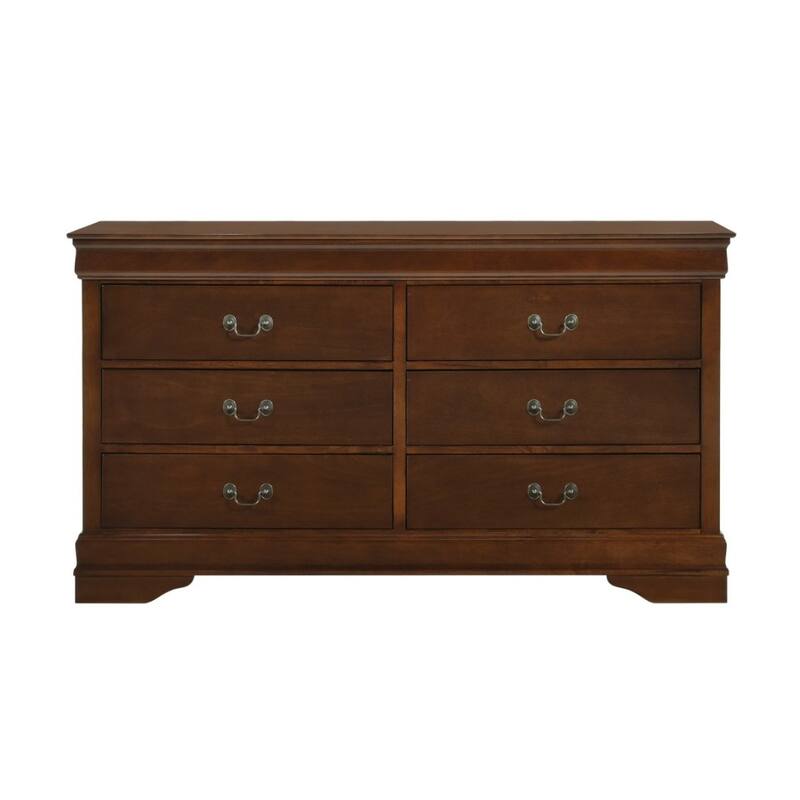 58.25“ Modern 6 Drawer Brown Wooden Dresser
