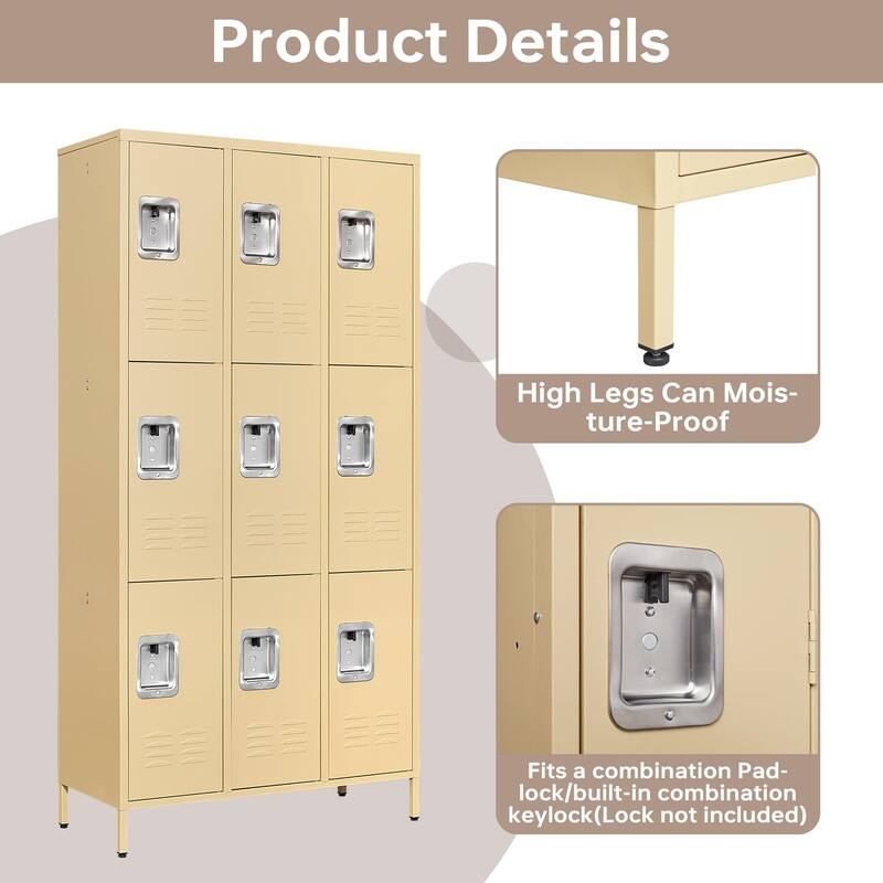 Large Steel Storage Locker with 9 Doors for Employees School Gym