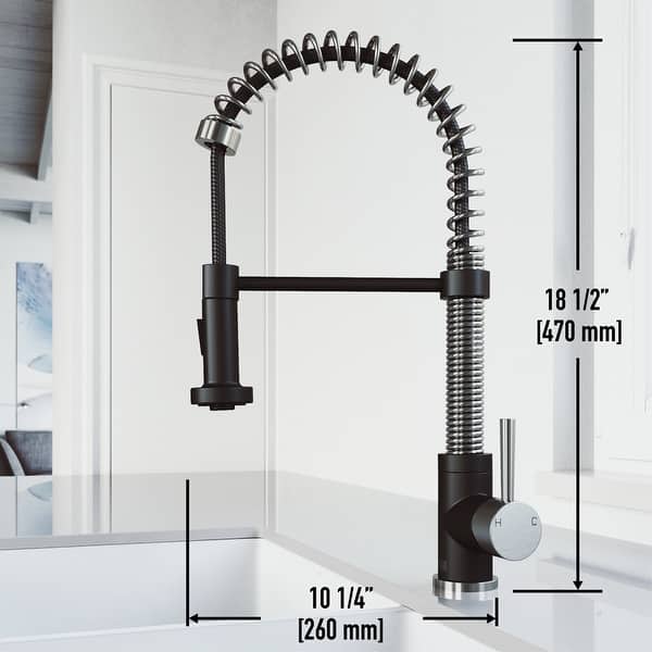 dimension image slide 4 of 6, VIGO Edison 19" H Single Handle Pull-Down Sprayer Kitchen Faucet