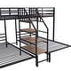 preview thumbnail 13 of 24, Twin Metal Bunk Bed, Triple Bunk Bed Frame w/ Storage Shelves Staircase