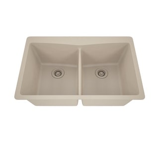 33 Inch Lexicon Platinum Quartz Composite Drop-in Undermount Double Bowl Galaxy Beige Kitchen Sink LP-800TM-B-SO